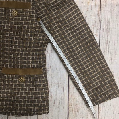 Vintage Jaeger Brown 2 Piece Wool Skirt Suit, Jacket Size 16, Skirt Size 14