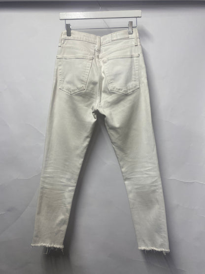 Re/Done Jeans White Raw Hem Slim Fit Jeans 26