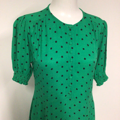 Albaray Green & Black Polka Dot Midi Dress Size 10