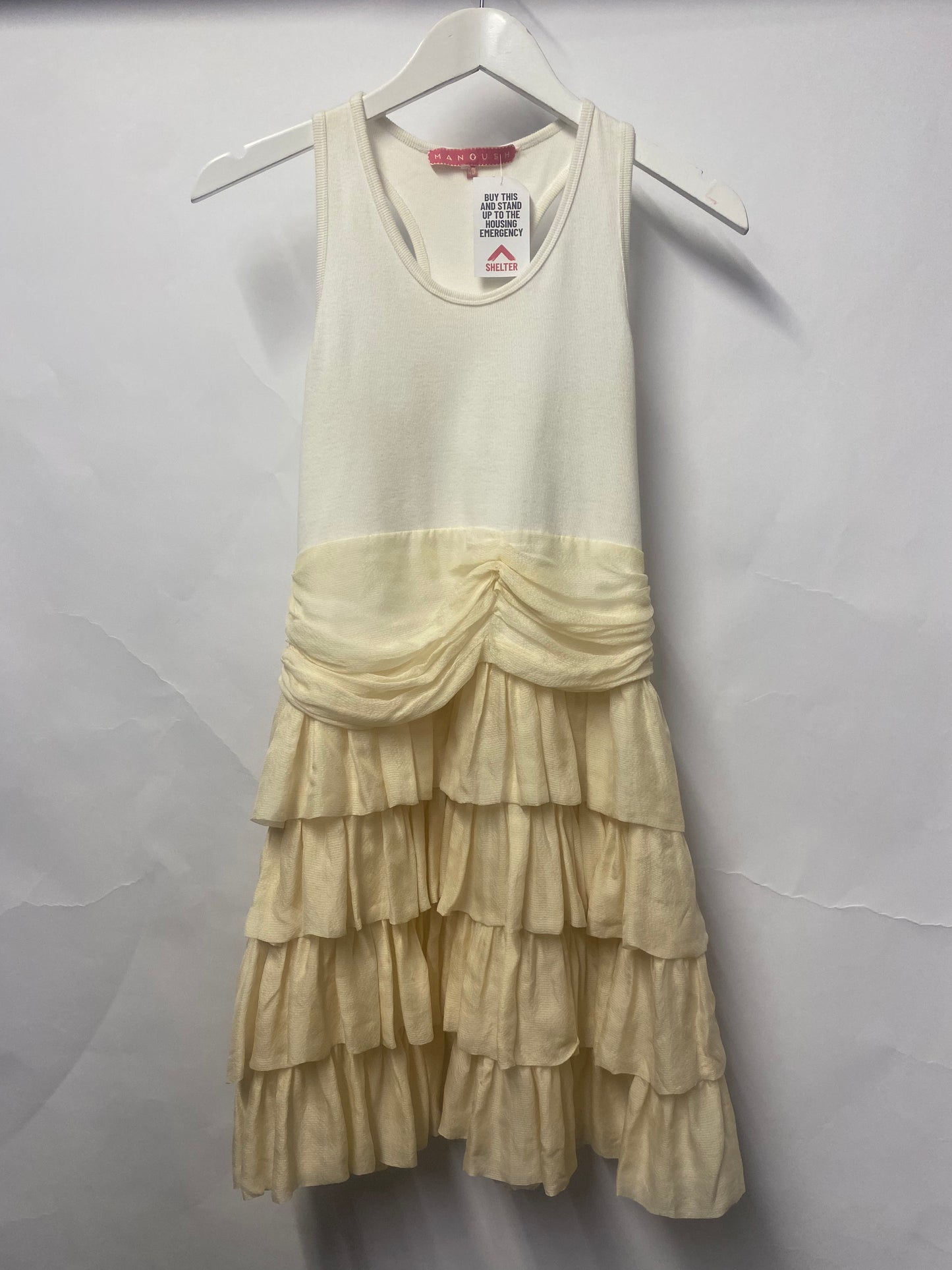 Manoush White and Cream Racer Back Tiered Silk Dress 12