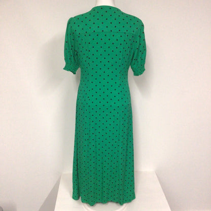 Albaray Green & Black Polka Dot Midi Dress Size 10