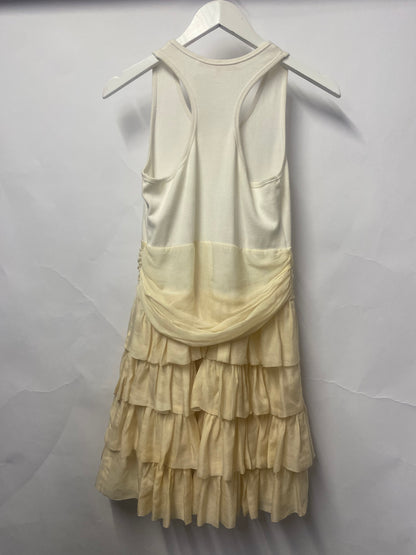 Manoush White and Cream Racer Back Tiered Silk Dress 12