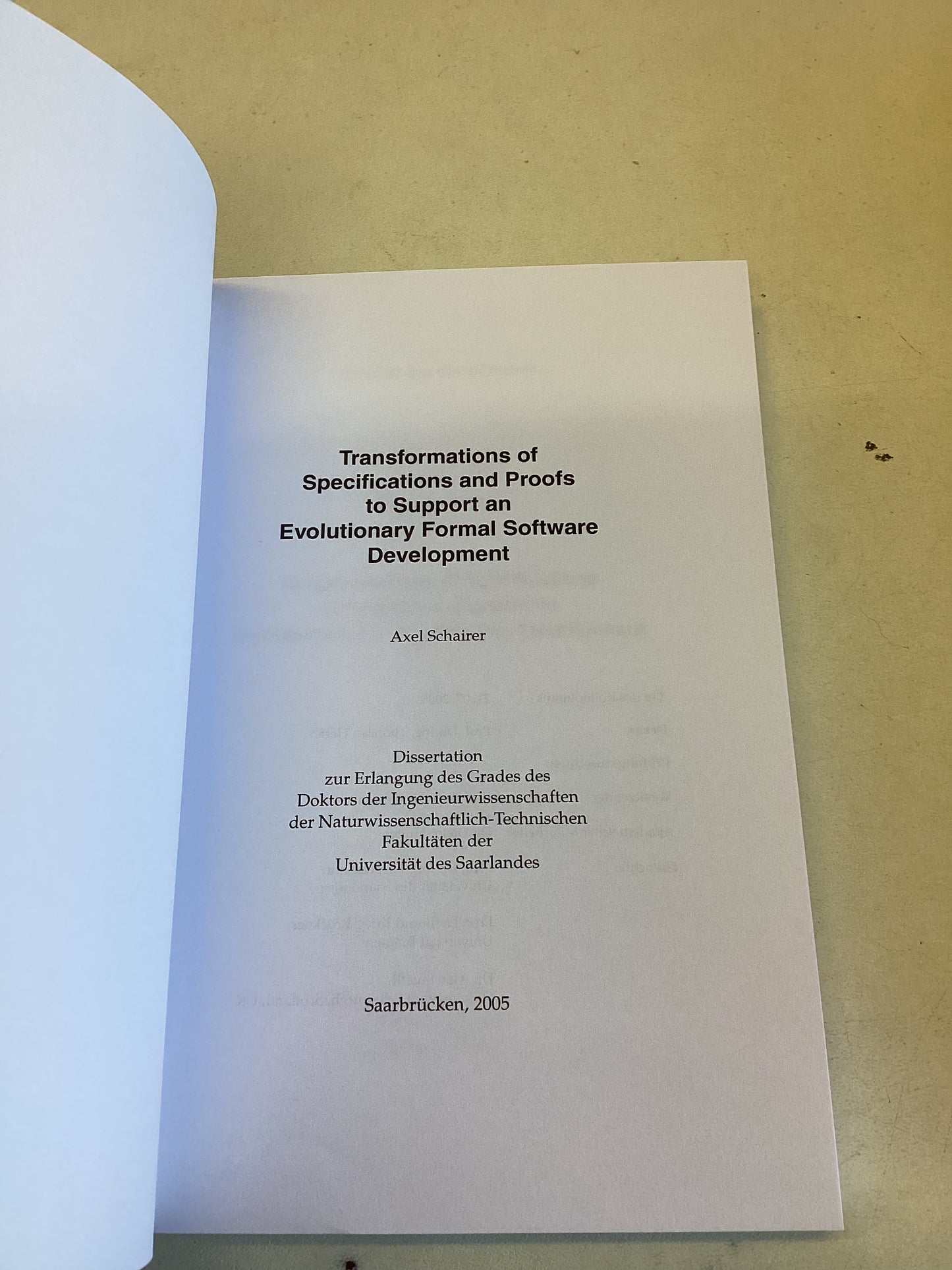 Transformations of Specifications and Proofs to Support an Evolutionary Formal Software Development Axel Schairer