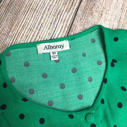 Albaray Green & Black Polka Dot Midi Dress Size 10