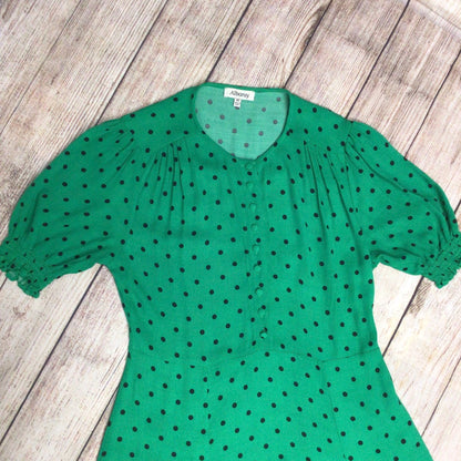 Albaray Green & Black Polka Dot Midi Dress Size 10