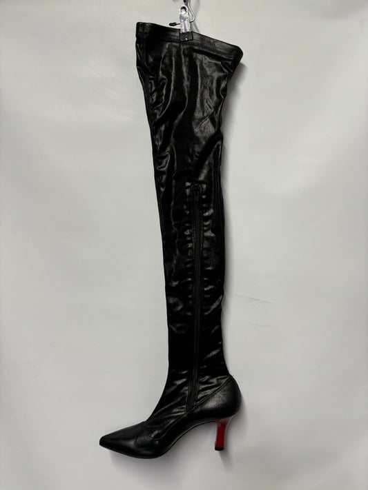 Stella McCartney Black Thigh High Shine Red Heeled Boots 6.5/39.5