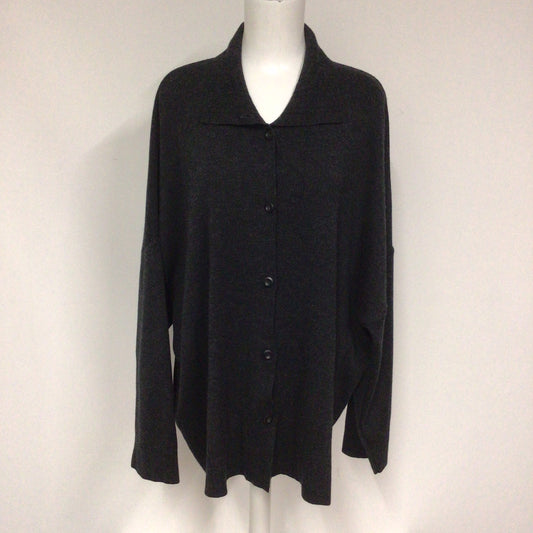 Marina Rinaldi Basic Dark Grey 50% Wool Cardigan Size XL