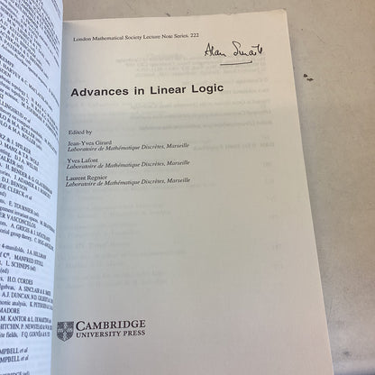 London Mathematical Society Lecture Note Series 222 Advances in Linear Logic