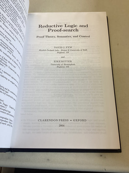 Reductive Logic and Proof-Search Proof Theory Semantics and Control Oxford Logic Guide 45