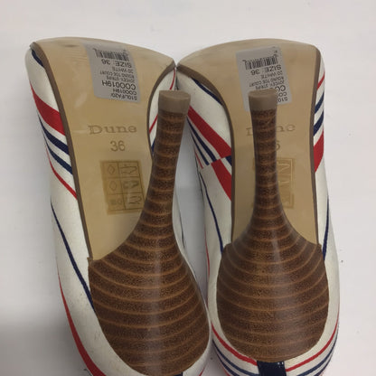 Dune Red, White, Blue Striped Court Heels Size 3 UK w/Matching Clutch Bag