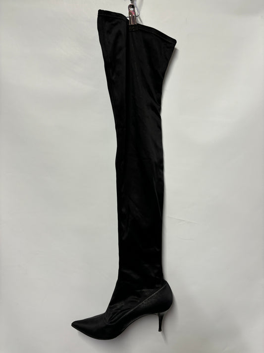 Stella McCartney Black Point Thigh High Heeled Boots 6