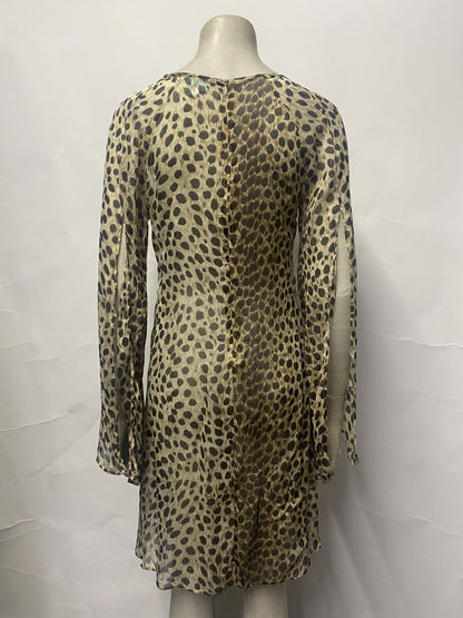 Melissa Odabash Brown leopard Silk Sheer Beach Cover Up Small