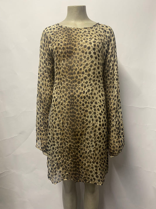 Melissa Odabash Brown leopard Silk Sheer Beach Cover Up Small