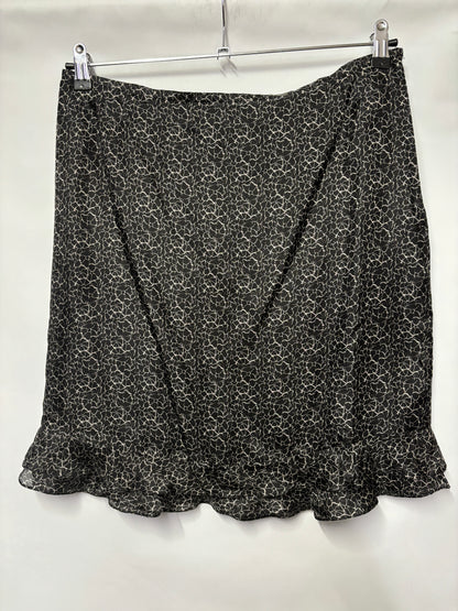 Joseph Black Silk Floral Skirt 14/42