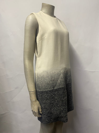 Victoria Beckham Cream and Grey Thick Smart Shift Dress 8