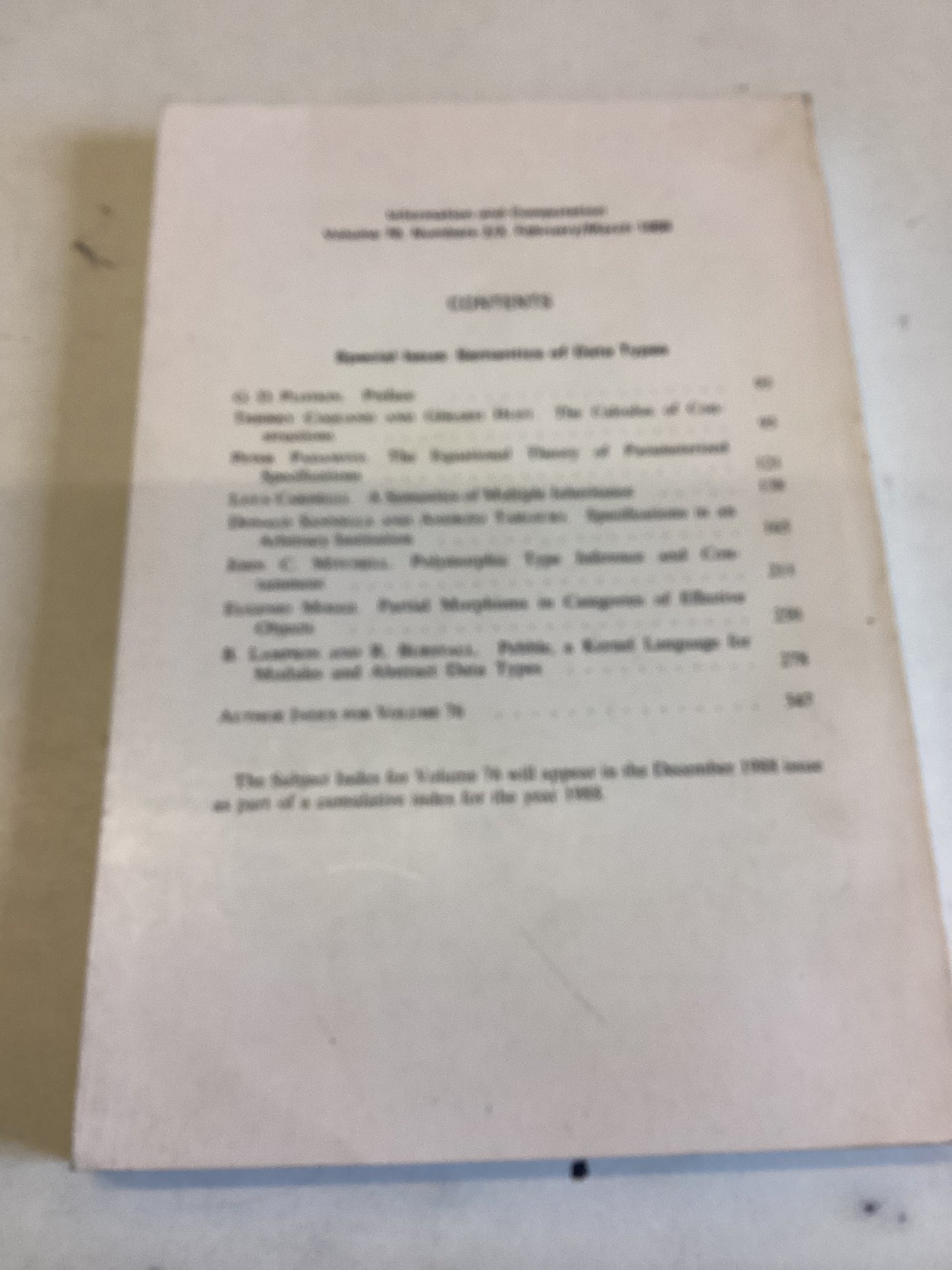 Information and Computation  Volume 76 Nos 2/3 February/March 1988 Editor Albert R Meyer