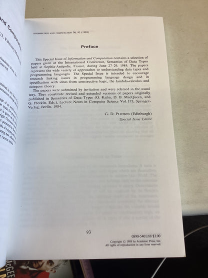 Information and Computation  Volume 76 Nos 2/3 February/March 1988 Editor Albert R Meyer