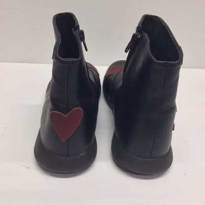 Camper Black Leather Ankle Boots w/Red & White Detail Size 4 UK (37 EU)