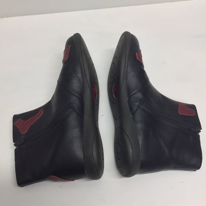 Camper Black Leather Ankle Boots w/Red & White Detail Size 4 UK (37 EU)