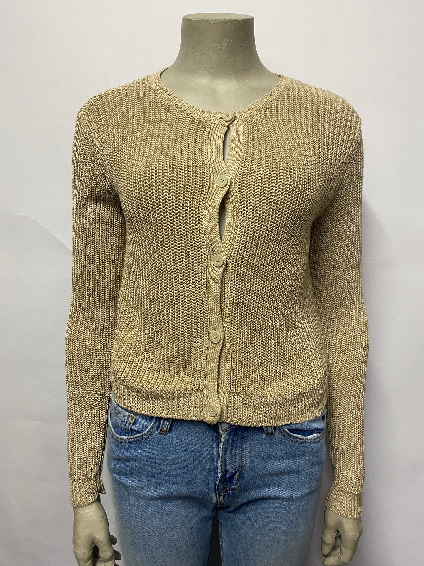 Ralph Lauren Beige Linen Knit Cardigan Medium