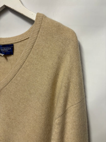 Gieves and Hawks Cream Cashmere Pullover Jumper XL