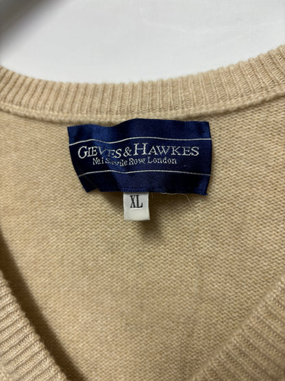 Gieves and Hawks Cream Cashmere Pullover Jumper XL