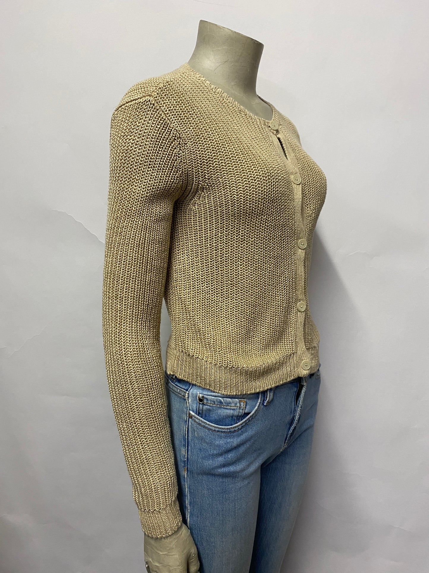 Ralph Lauren Beige Linen Knit Cardigan Medium