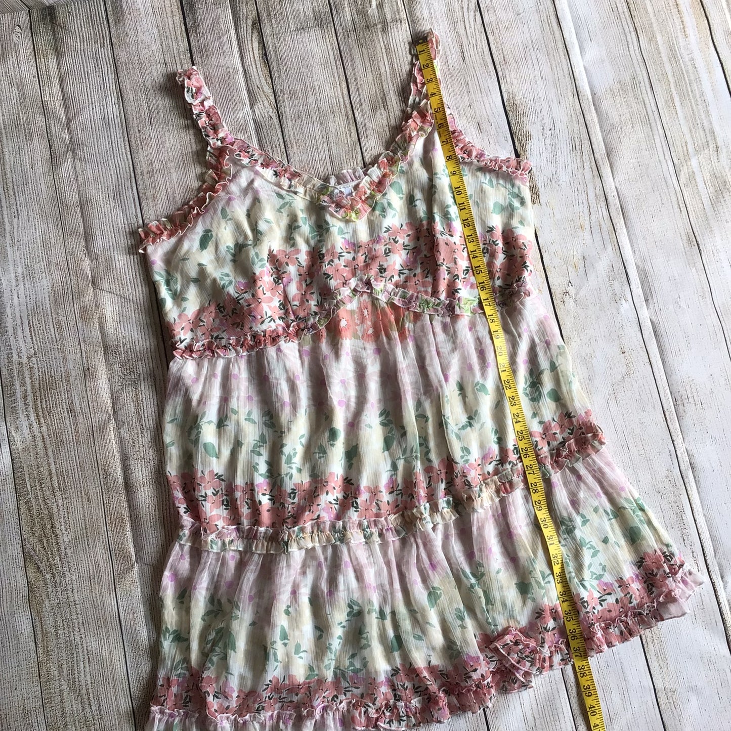 BNWT Simply Be Pale Pink Green Yellow Floral Print Frill Dress Size 22 UK