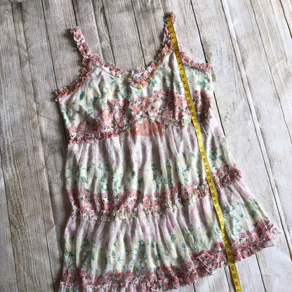 BNWT Simply Be Pale Pink Green Yellow Floral Print Frill Dress Size 22 UK