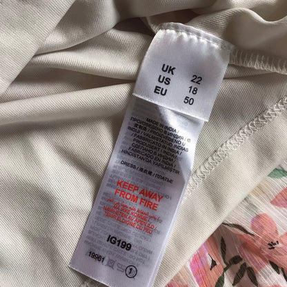 BNWT Simply Be Pale Pink Green Yellow Floral Print Frill Dress Size 22 UK