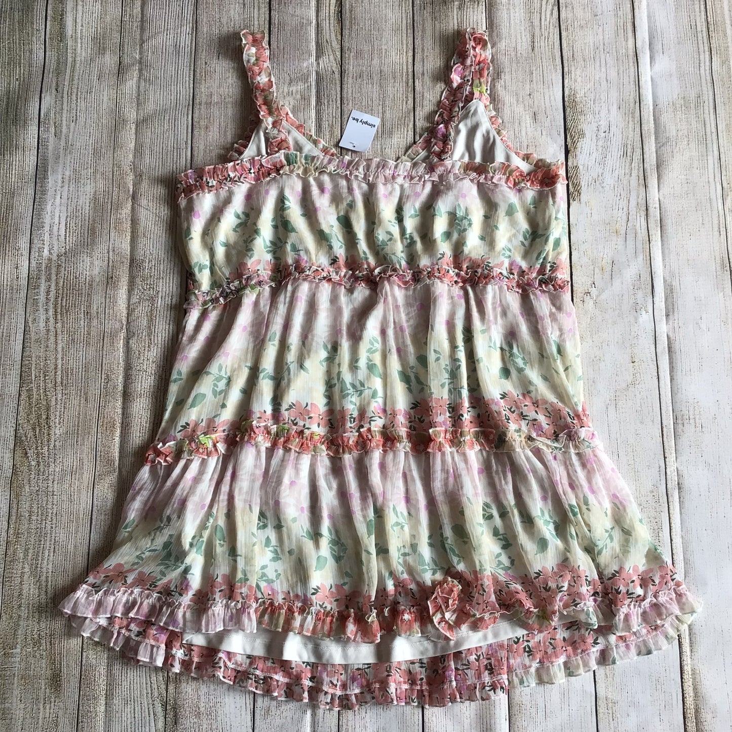 BNWT Simply Be Pale Pink Green Yellow Floral Print Frill Dress Size 22 UK