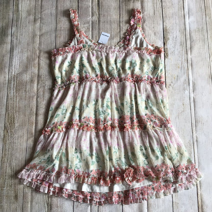 BNWT Simply Be Pale Pink Green Yellow Floral Print Frill Dress Size 22 UK
