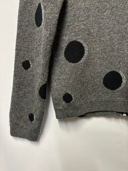 Derhy Grey Polka Dot Knit Jumper with Zip Back Medium