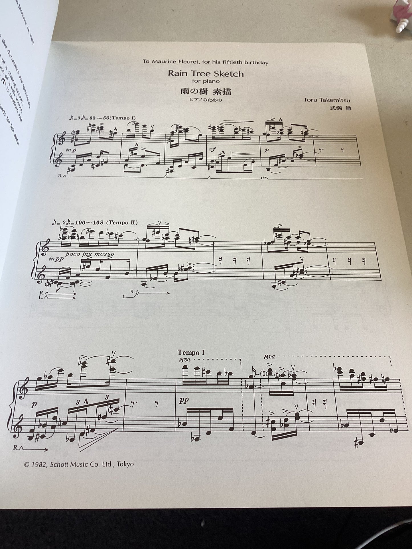 Toru Takemitsu Rain Tree Sketch For Piano