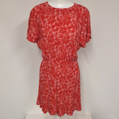 & Other Stories LA Atelier Red Batwing Sleeve Ruffle Hem Mini Dress Size 10