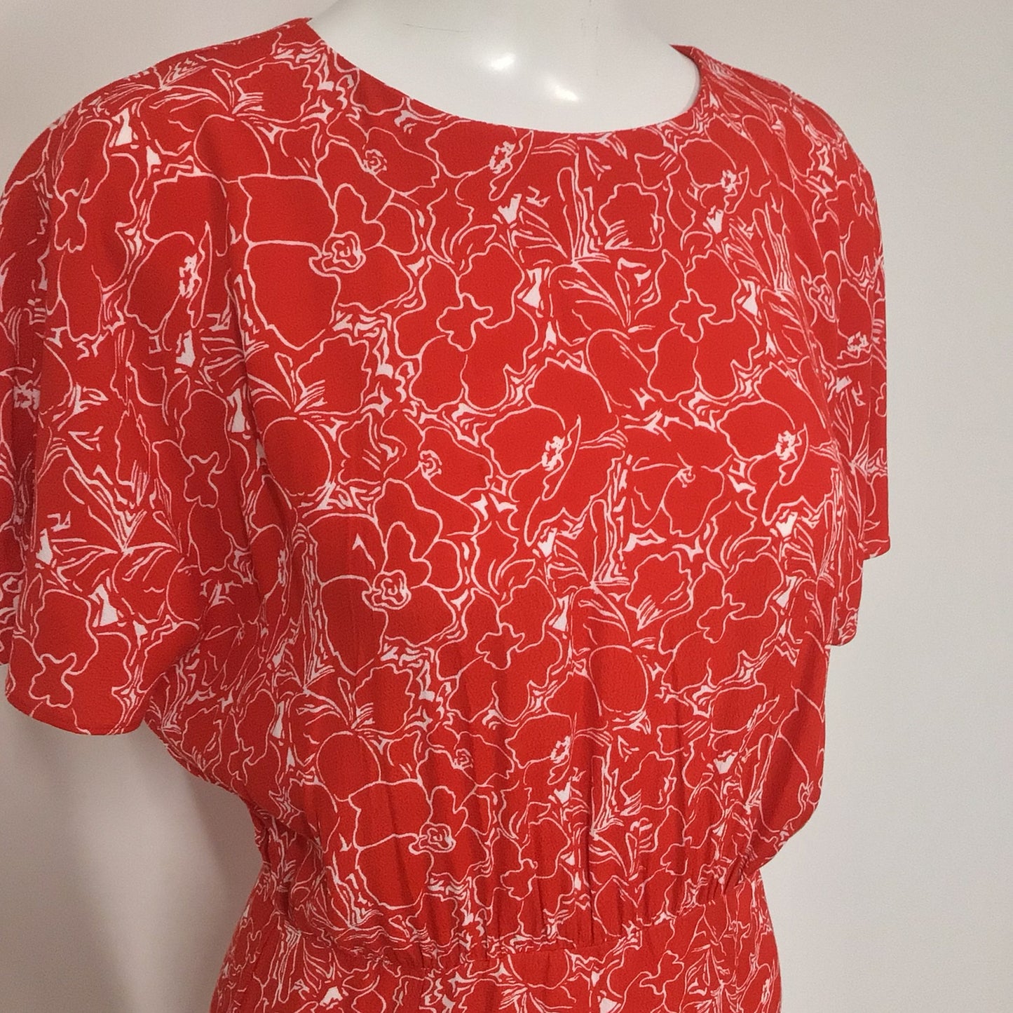 & Other Stories LA Atelier Red Batwing Sleeve Ruffle Hem Mini Dress Size 10