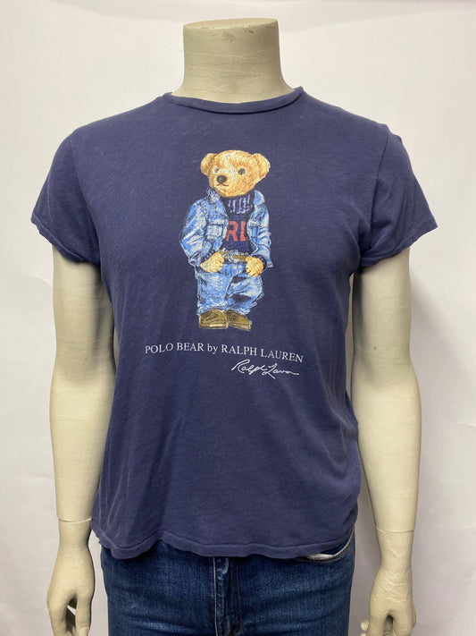 Ralph Lauren Navy Polo Bear Cotton T-shirt Unisex Medium
