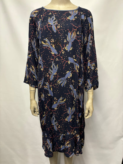 Noa Noa Navy Fish Print Mid Length Dress 12/40