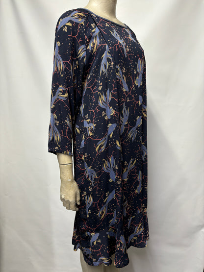 Noa Noa Navy Fish Print Mid Length Dress 12/40