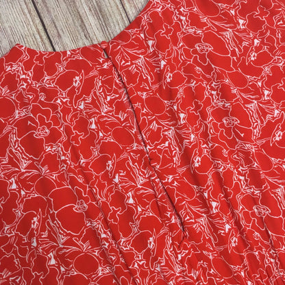 & Other Stories LA Atelier Red Batwing Sleeve Ruffle Hem Mini Dress Size 10