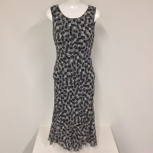 Hobbs Black & White Patterned Occasion Dress Size 10