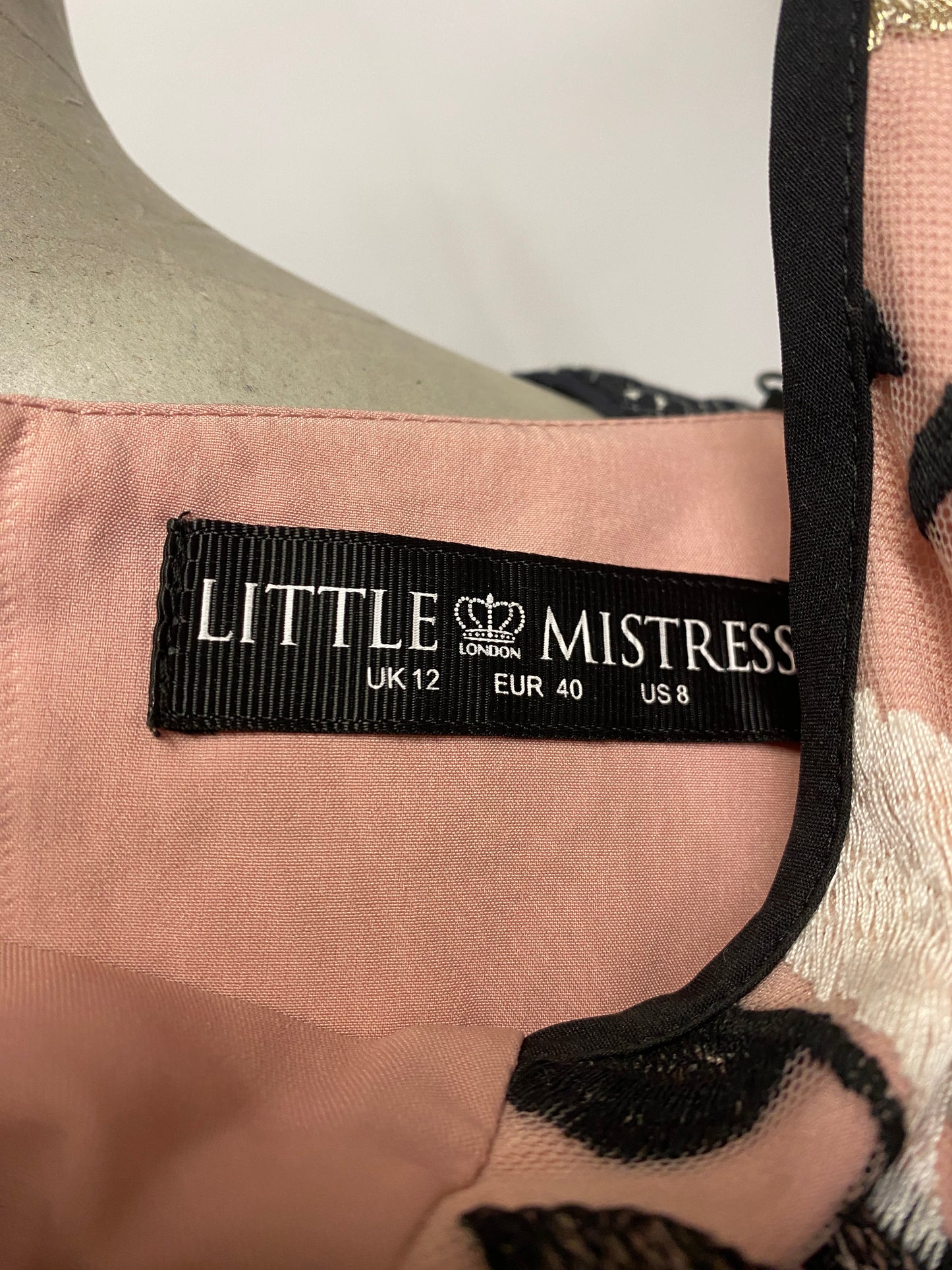 Little Mistress Pink Floral Mesh Strappy Dress 12