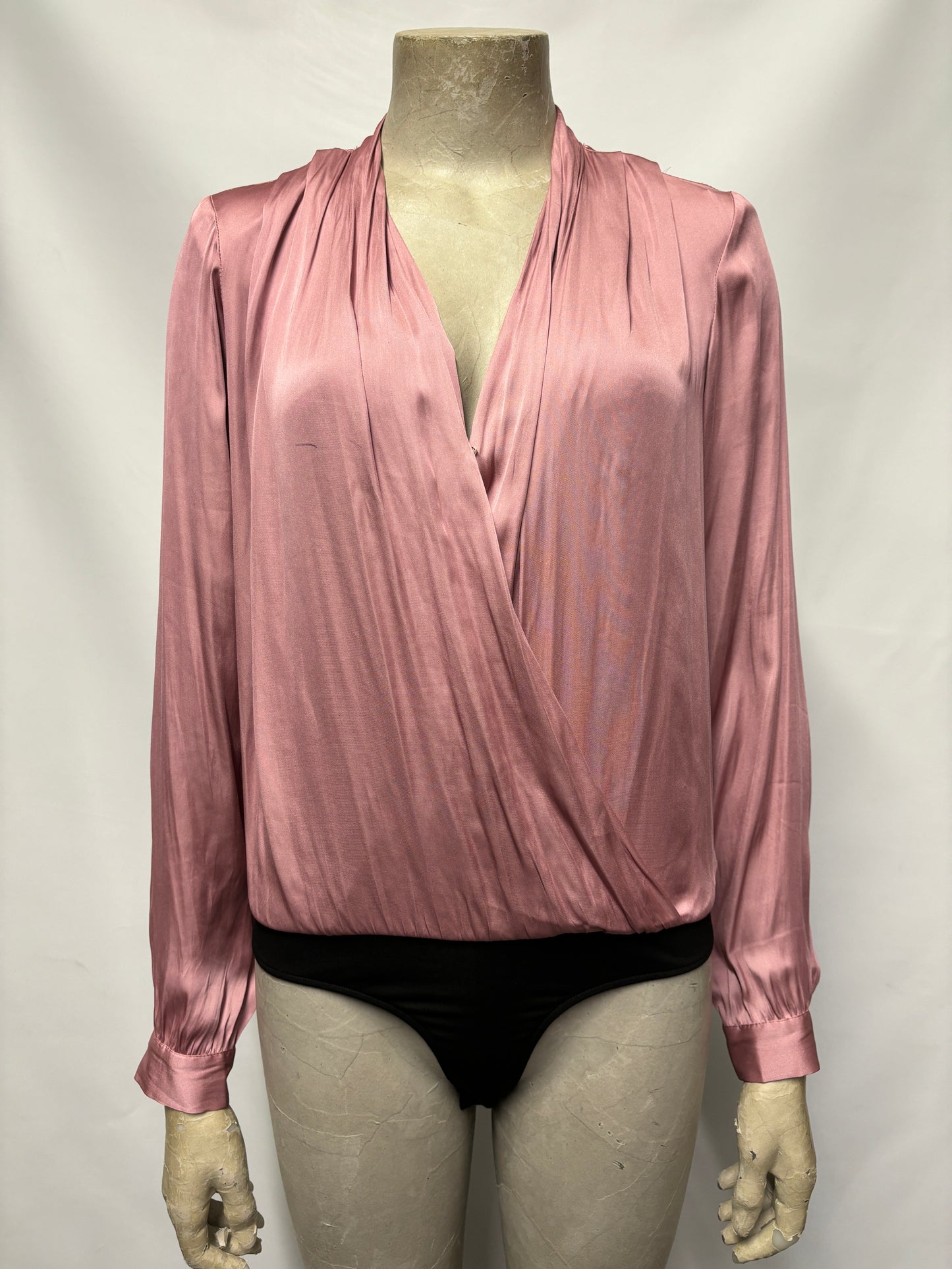 PAIGE Pink Satin Blouse Style Body XS