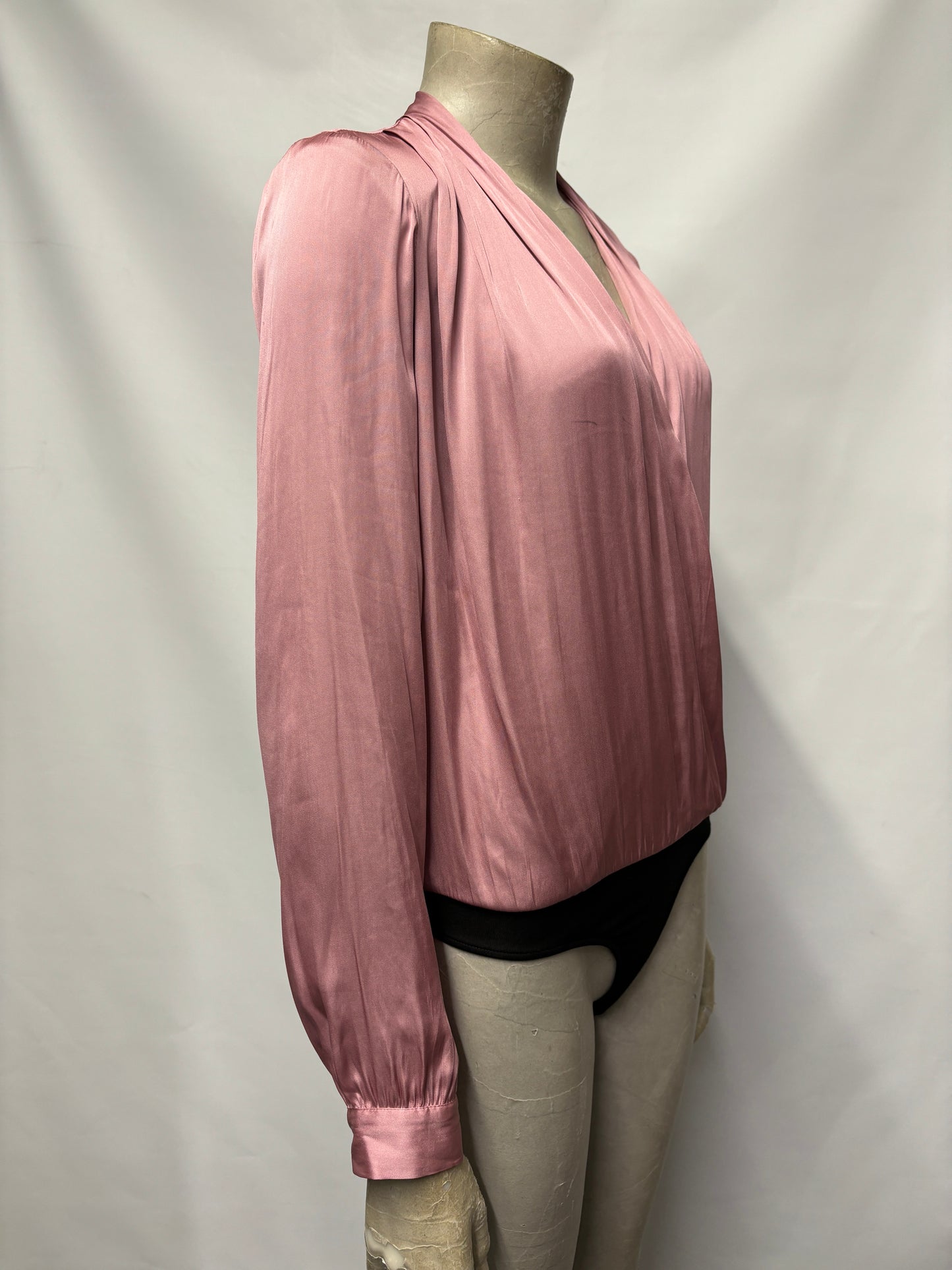 PAIGE Pink Satin Blouse Style Body XS