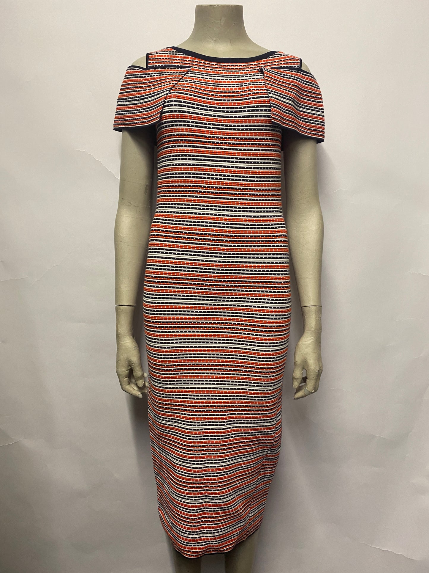 Damsel In A Dress Red, White, Blue Knitted Body Con Midi Dress 10