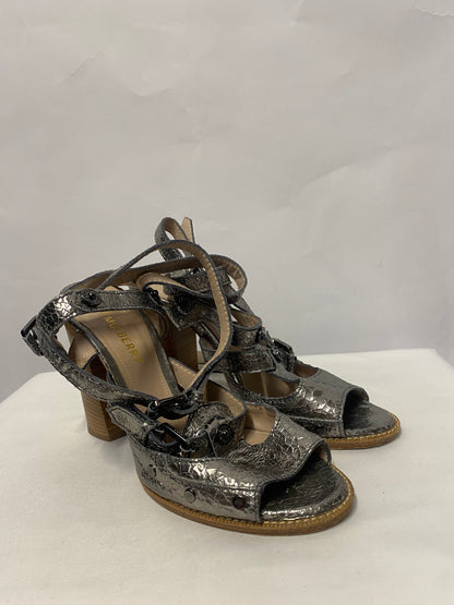 Mulberry Roxanne Silver Cracked Wrap Around Heels 5