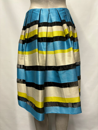 Paul Smith Blue, Yellow and Black Stripe A-line Pleated Skirt IT 42/10