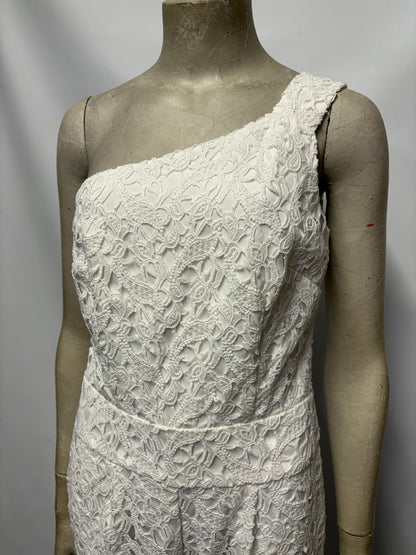 J Crew White Lace One Shoulder Jumpsuit 2/Small