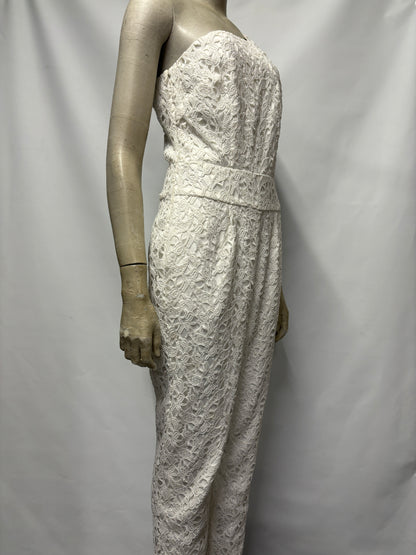 J Crew White Lace One Shoulder Jumpsuit 2/Small