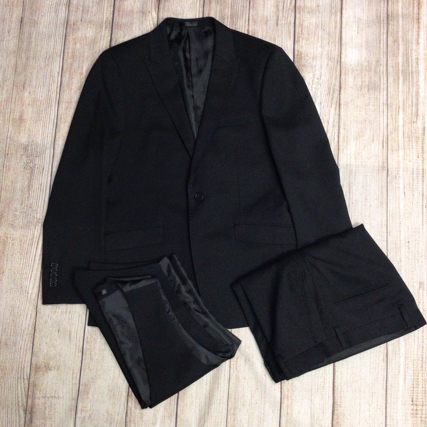 OneSix5ive Black 3 Piece Suit, Jacket Size 38S Trousers Size 32S (on labels)